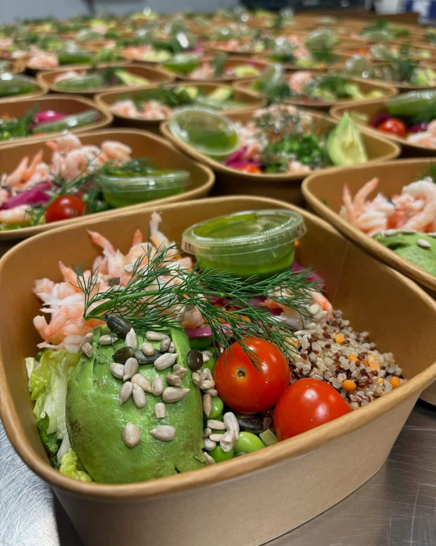Sallader från Togogo uppdukade för catering