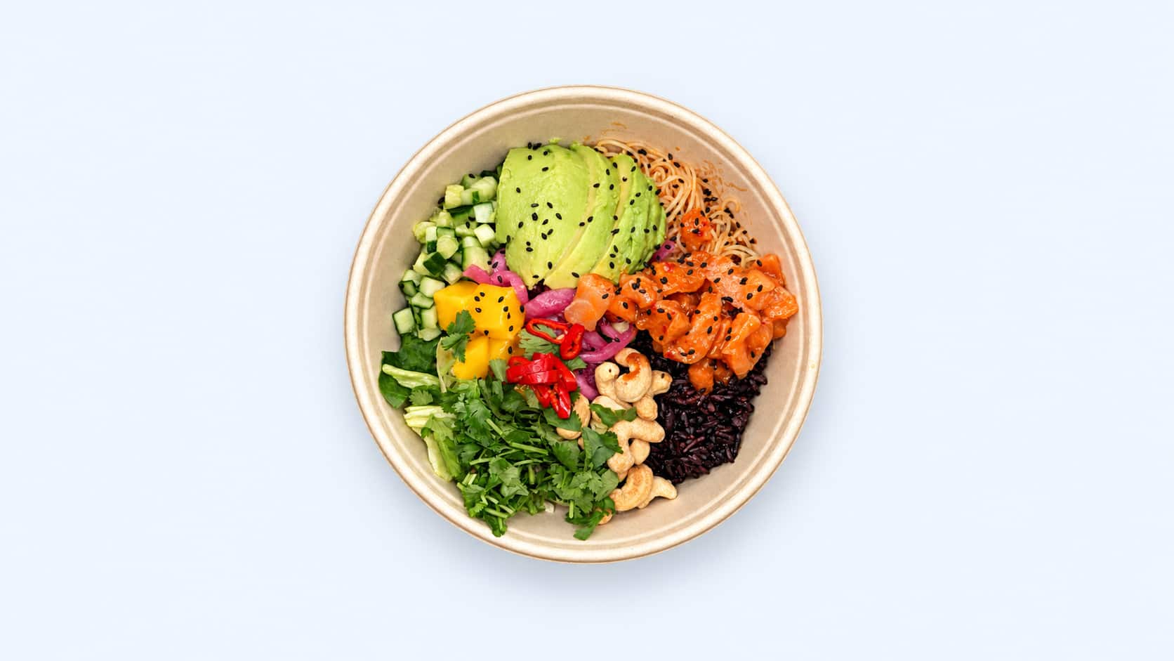 Poké Bowl Sesam och soyamarinerad Lax